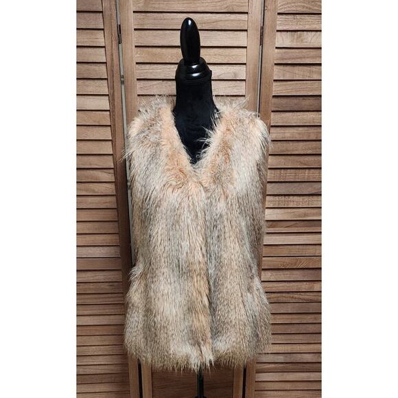 Via Spiga Designer Runway Pink & Gray Faux Fur Vest Womens Size Medium M $250 - Picture 1 of 7